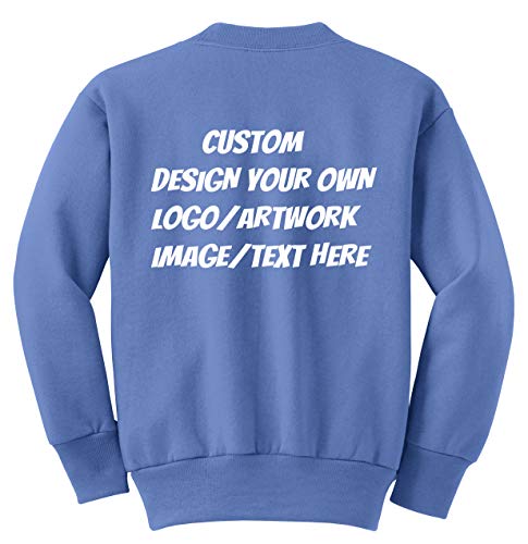 Ink Stitch Custom Youth Kids Design Your Own Core Fleece Sweatshrits - Carolina Blue (S) #TOP2