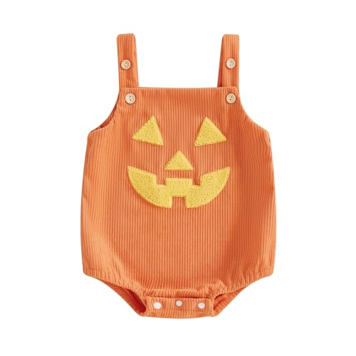 Newborn Infant Baby Girls Boys Rompers Halloween Clothes Pumpkin Smiling Face Overalls Bodysuits Jumpsuits 7