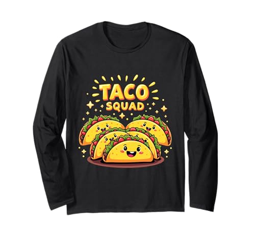 Funny Taco Squad Cinco de Mayo Comida Mexicana Fiesta Vibes Manga Larga