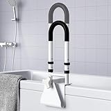 Adjustable Bathtub Safety Rail: Shower Grab Bar Handle for Seniors, Elderly, and Disabled, Fits 3.1 to 6.7 Inch Tub Walls, Bathroom Safety Bars with Non-Slip Grip, Supports 300 lbs