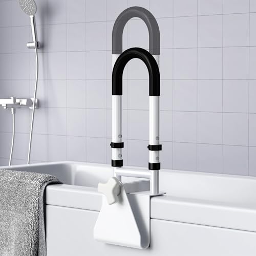 songsoso - Adjustable Bathtub Safety Rail: Shower Grab Bar Handle for Seniors, Elderly, and Disabled, Fits 3.1 to 6.7 Inch Tub Walls, Bathroom Safety Bars with Non-Slip Grip, Supports 300 lbs