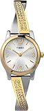 Timex Women's Fashion Stretch Bangle 25mm Watch - Two-Tone Expansion Band Silver-Tone Dial Two-Tone Case