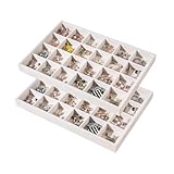 Justsoso 2pcs/Set Velvet Jewelry Tray, 24 Grids Large Storage Tray for Bracelet Bangle Beads Display, Jewellery Organizer Box Tray for Home Drawer or Shop Store Selling Show (Beige Velvet)