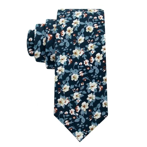 Image of Luckyvestir Ties for Men, Sage Green Cotton Floral Tie 2.76 inch Flower Printed Men's Neckties for Wedding /Groomsmen /Suit /Party