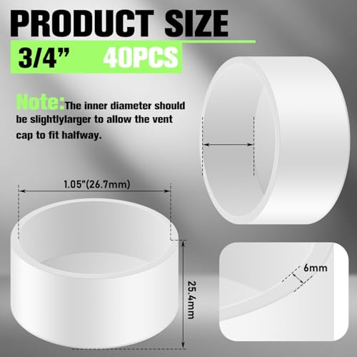 Image of 40 Packs 3 /4 Inch PVC Pipe End Cap, Fitting 1.05 inch Schedule 40 Furniture Grade, 3 /4 inch PVC Pipe Plug for DIY Furniture, Garden Shelf, White