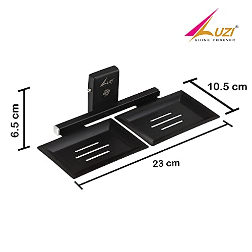 Image of LUZI 007 Soap Holder /Double Soap Dish for Bathroom (304 Stainless Steel High Grade Material) (Black Finish)