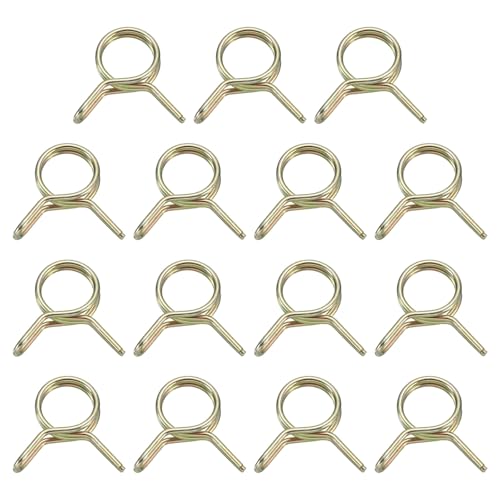 QUARKZMAN 15pz Morsetti a Molla a Doppio Filo, Diametro Interno 6mm Adatti a Tubi da 6-7mm di Diametro Esterno rigo Carburante Tubo in Silicone Clip, Zinco Colorato