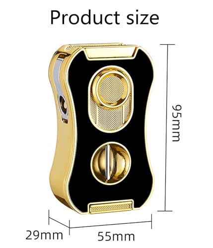 Encendedor a prueba de viento con llama ajustable dorado miniatura 7
