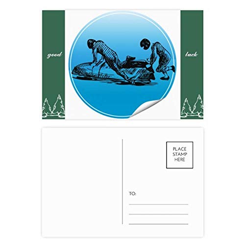 Skis et bottes de ski cartes postales multicolores pour souvenirs de vacances