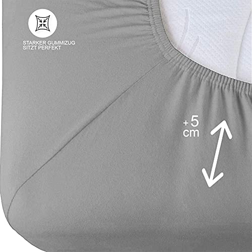 Buymax Spannbettlaken Topper 140x200 cm Spannbetttuch 100% Baumwolle Jersey für Matratzentopper bis 9 cm Matratzenhöhe Bettlaken für Boxspringbett Topper, Anthrazit-Grau - Image 5