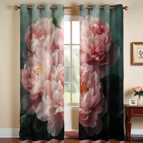Rideau occultant thermique isolant phonique rose pivoine 2pc