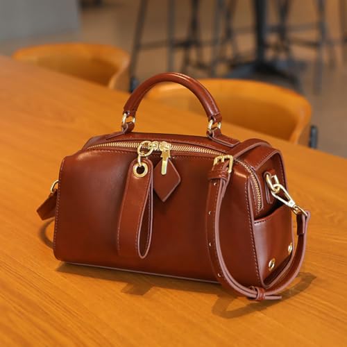 Mn&Sue Barrel Purses for Women Fashion Top Handle Satchel PU Leather Crossbody Bags Ladies Shoulder Purses with Wide Strap2