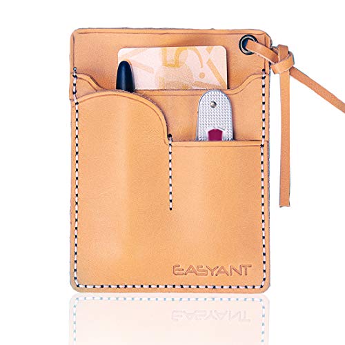 EASYANT Handmade Tanned Leather Pocket Organizer Wallet EDC Folding Knife Sheath