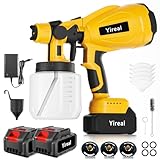 Cordless Paint Sprayer with Battery 2 X 4000mAh, Electric Spray Paint Gun with 2 of 800 ML Containers, 3 Nozzles, Stain Sprayer for Fence Home Furniture Cabinets Wall Cars House DIY Painting Projects