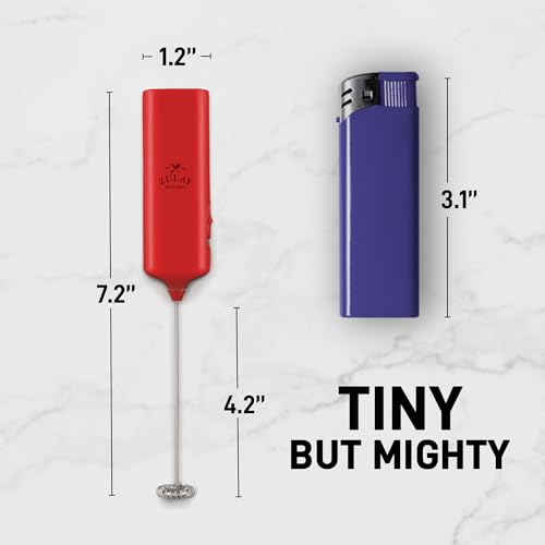 Image of Mini & Mighty Milk Frother Wand - Powerful Handheld Coffee Frother, Battery Operated Drink Mixer - Compact Pocket Size - Detachable Whisk for Latte, Cappuccino, Matcha, Hot Chocolate