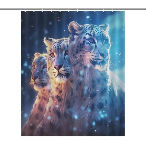 Rideau de douche léopard imperméable 152x183cm lavable avec 12 anneaux - 7