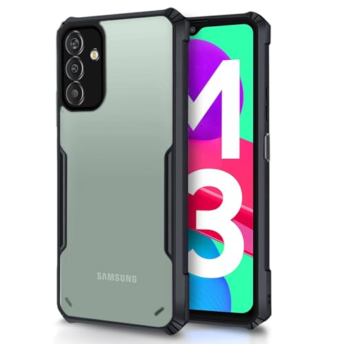 Image of Outlouders Back Cover for Samsung Galaxy M13 4G | Ultra Hybrid Transparent | Full Camera Protection | Raised Edge | Crystal Clear Bumper Case(Black)