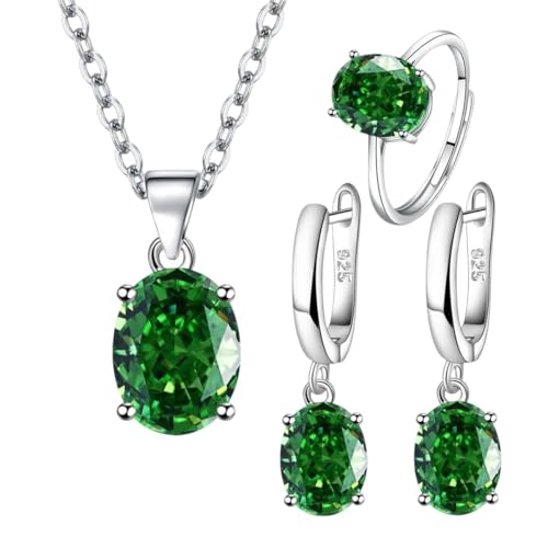 POIAFTETMA New 2026 925 Sterling Silver Women's Jewelry Sets Ellipse Ring Necklace Earrings Accessories Juwellery Argent Fashion Creative Gift