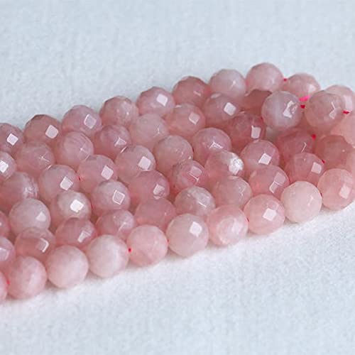 Quartz rose naturel perles rondes facettées 16mm pour création de bijoux DIY