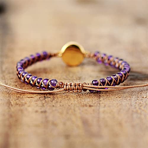 Bracelet améthyste ajustable tressé anti-irritation