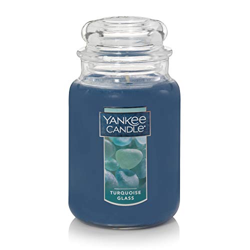 Yankee Candle Turquoise Glass Scented, Classic 22oz Large Jar Single Wick Candle, Over 110 Hours of Burn Time