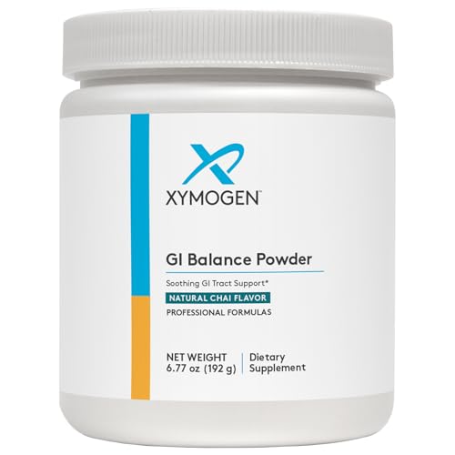 XYMOGEN GI Balance Powder - Soothing GI Tract Support with Marshmallow Root, Licorice, Quercetin, Zinc L-Carnosine, Aloe, Gastric Mucin - Supports Gut Health + Healthy Bowel Function - Chai (6.77 oz)