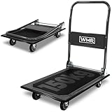 Heavy-Duty Alloy Steel Platform Trolley | Non-Slip Rubber Pad, Foldable Ergonomic Handle | 150kg Load Capacity | Manoeuvrable, Puncture-Proof Wheels | Durable Cart for Warehouse, Industrial Use