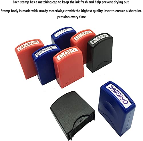 Self Inking Office Stamp Set ,Pre-Inked Message Account Stamp Home Office Business Stamp Business Paper Work Text File Stamps With Storage Tray（8-Piece) #TOP2