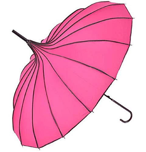 rain parasol - Pagoda Peak Old-Fashionable Ingenuity Umbrella Parasol (Rose Red)