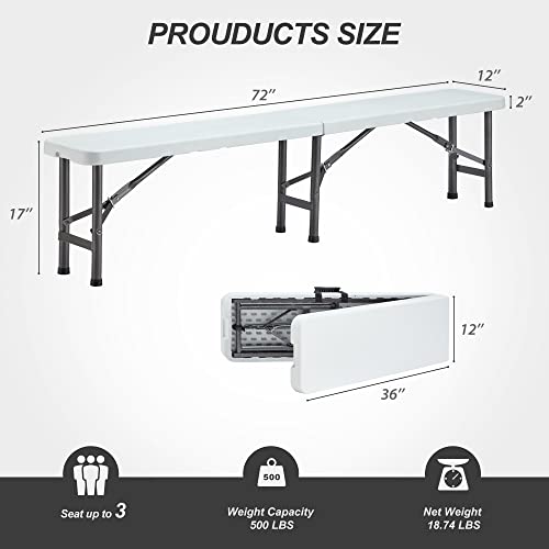 Candockway 6Ft Portable Folding Bench, Outdoor Bench With Non-Slip Mat, Sturdy Waterproof Bench, Garden Bench Seat For Picnic Camping Dining Party, Sturdy Steel Frame, 1 Pack #TOP2