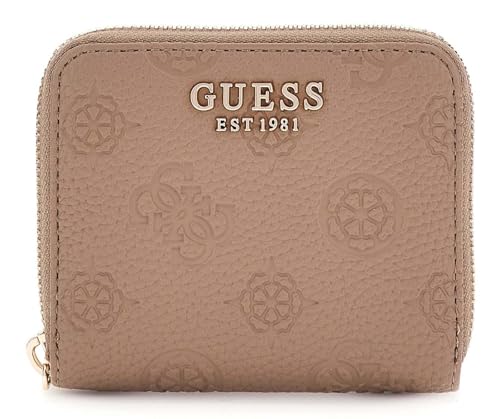 Porte-monnaie GUESS Cresidia II dark taupe élégant en similicuir grainé