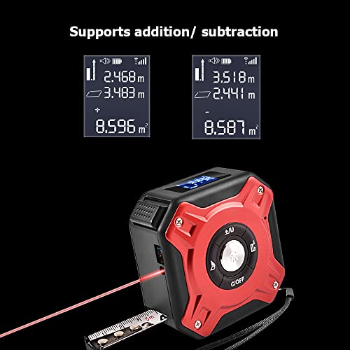 Kknoon 3 In 1 Tape Measure Digital Ranger Finder 16Ft Measuring Tape 131Ft Rechargeable Multi Function Measure Distance/Area/Volume/Pythagorean, Unit Switching, Data Storage #TOP4