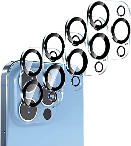 Cicon Lot de 4 protecteurs d'objectif d'appareil photo compatibles avec iPhone 14 Pro et iPhone 14 Pro Max - Verre trempé anti-rayures 9H - Compatible avec les coques Cover