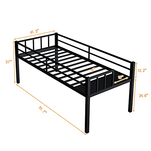 EMKK Triple Bunk Beds for Kids,Heavy Duty Metal Frame,Can Be Divided Into 3 Twin Bed,Twin Over Twin Bunk Beds for 3, Triple Bunk Bed, Metal Triple Bunk Bed with Guardrails for Kids, Teens, Boys, Girls