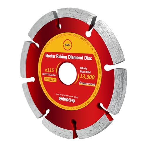 KMJ A-Grade 1 Pack Mortar Rake 115mm Diamond cutting Disc for Angle Grinder with 6mm Thickness Mortar Raker & Removal Tool-115mm Pointing Disc-Durable Mortar Raking DiscSize 115 x 6 x 7 x 22.23 mm