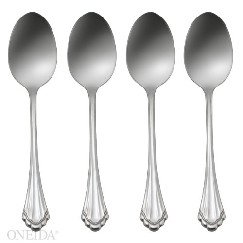 Oneida Marquette Fine Flatware Dinner Spoons, Set of 4, 18/10 Stainless Steel