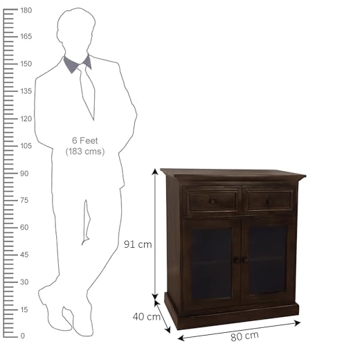 Image of The Attic Ardenwood Classic Glass Door Sideboard,Wooden Sideboard Cabinet,Walnut Glass