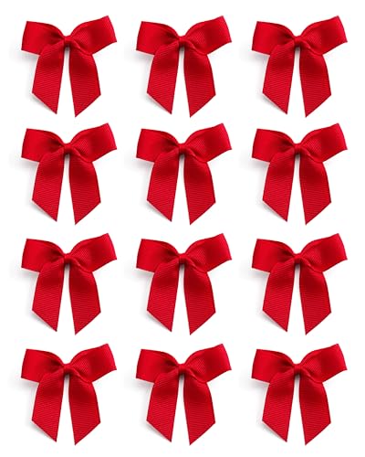 Italian Options Small Grosgrain Ribbon Bows Self Adhesive Bows for Crafting Gifts Sewing Hair Bow Wedding Stationery Floristry Cakes Crafts Decorations Red 12 Pack 5cm