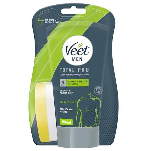 Veet for Men dusch-hårborttagningskreme Power Effect – snabb och effektiv hårborttagning för män på bara 3–6 minuter – 1 x 150 ml tub med svamp