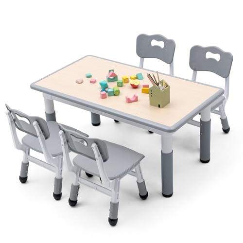 UNICOO Kids Table and Chairs Set, Height Adjustable Multi-Activity Preschool