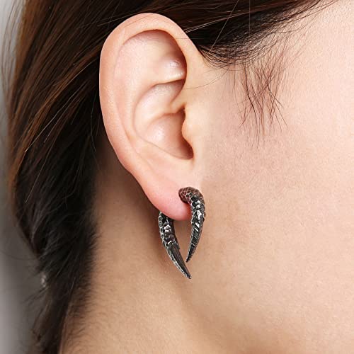Hzman Antelope Horn Earrings For Men Women Stainless Steel Gothic Punk Piercing Sheep Horn Stud Earring Biker Party Jewelry Gift #TOP1