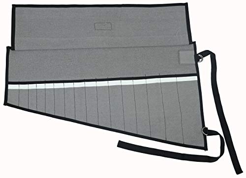 16 Pocket Wrench Organizer & Roll Up Pouch Tool Bag, Must For Stanley Craftsman, Easy Grip, Handcrafted, Portable Storage, Garage Ready, Cotton Duck Canvas - Washed Coal Ash Grey,16C06 #TOP1