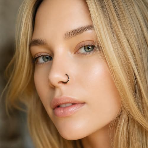 Image of Via Mazzini Surgical Steel 8mm No Rusting Pack Of 3 Pcs Clip-On Non-Pierced Nose Ring For Women And Girls (NR0148) 3 Pcs