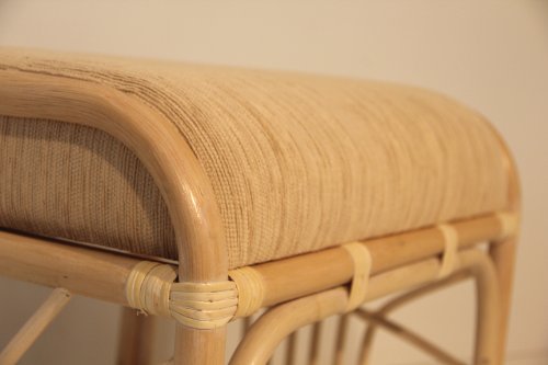 Krit Handmade Rattan Wicker Ottoman Footstool With Cushion Fully Assembled White Wash #TOP2
