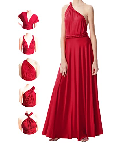 Image of Multi-Way Wrap Infinity Maxi Dress for Bridesmaids & Wedding Guest | 31 Colors for All Wedding Themes, One Size & Plus, 1 Dress for Any Events, Evening, Prom, Gala, Non-See-Through, Wrinkle-Free