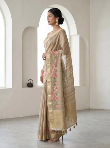 MIMOSA banarasi silk saree in tussar silk – image 4