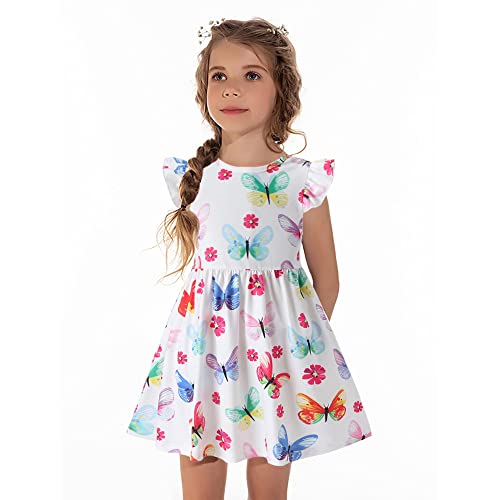 Toddler Girls Casual Dress Cotton Summer Party Tutu Dress For Girl Buttfly Sundress 5-6 Years #TOP1