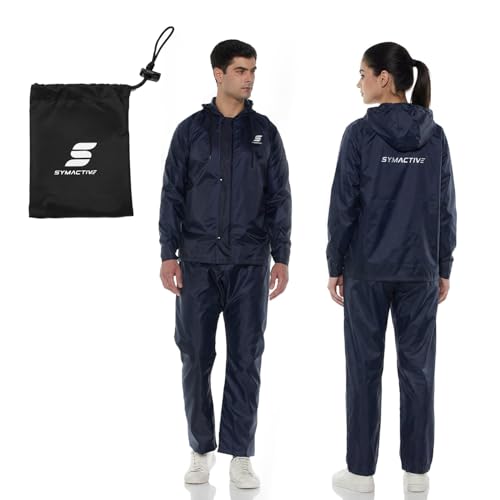 Amazon Brand - Symactive Raincoat with Jacket, Pants, Hood and Ca...