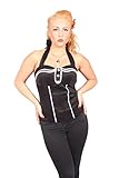 Zierknöpfe SugarShock Fifites Rockabilly pin up Corsage Neckholder TOP incl Pads schwarz