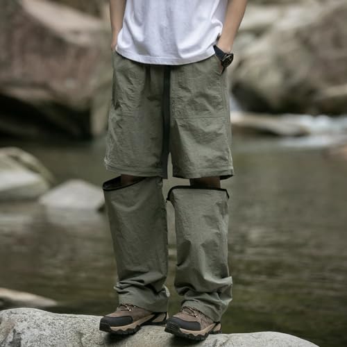 Calça masculina de caminhada de desmontagem rápida, à prova d'água, secagem rápida, zíper, leve, pa